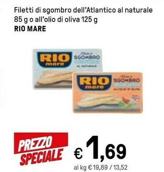 Iper La Grande Rio Mare Filetti Di Sgombro Dell'Atlantico Al Naturale 125 G(ml) offerta