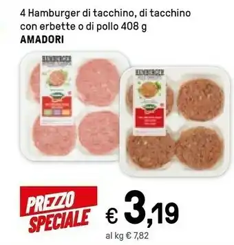 Iper La Grande Amadori Hamburger Di Pollo 408 G(ml) offerta