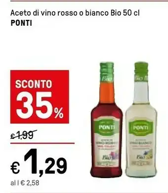 Iper La Grande Ponti Aceto Di Vino Rosso 500 G(ml) offerta