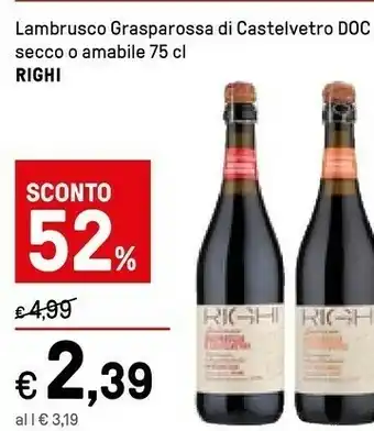 Iper La Grande Righi - Pignoletto Vino Spumante Brut DOC 750 G(ml) offerta