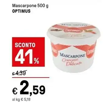 Optimus - Mascarpone Cremoso E Delicato 500 G(ml)
