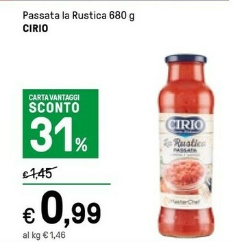 Iper La Grande Cirio La Rustica Passata 680 G(ml) offerta