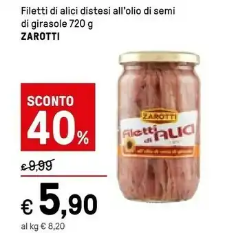 Iper La Grande Zarotti Filetti Di Alici All'Olio Di Oliva Distesi offerta