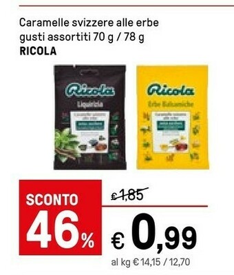 Iper La Grande Ricola Caramelle Svizzere Alle Erbe Liquirizia 70 G(ml) offerta