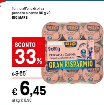 Iper La Grande Rio Mare Tonno All'olio Di Oliva Pescato A Canna offerta
