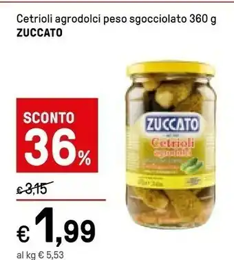 Iper La Grande Zuccato Zucaro Cetrioli Agrodolci Peso Sgocciolato offerta