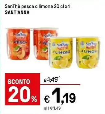 Iper La Grande Sant'anna SanThè Pesca 200 G(ml) offerta
