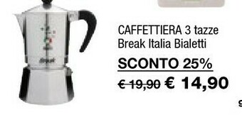 Bialetti Caffettiera 3 Tazze Break Italia
