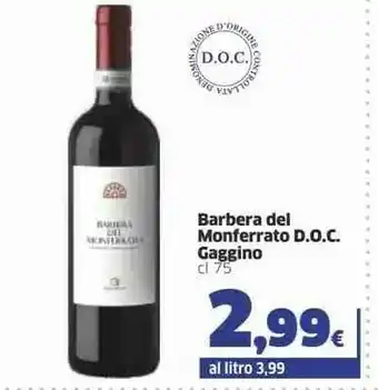 Barbera Gaggino Del Monferrato Doc