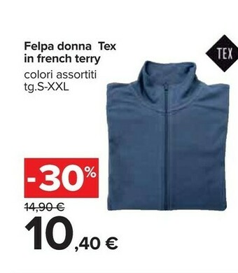 Carrefour Tex Felpa Donna In French Terry offerta