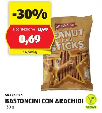 ALDI SNACK FUN BASTONCINI CON ARACHIDI 150 g offerta