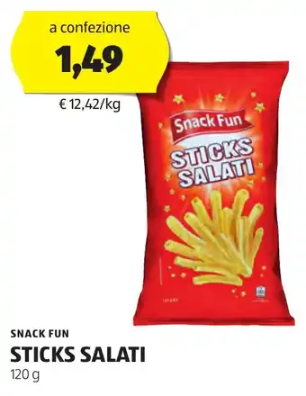 ALDI SNACK FUN STICKS SALATI 120 g offerta