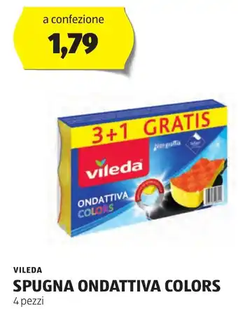 ALDI VILEDA SPUGNA ONDATTIVA COLORS 4 pezzi offerta