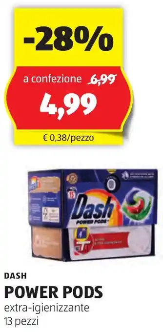 ALDI DASH POWER PODS extra-igienizzante 13 pezzi offerta