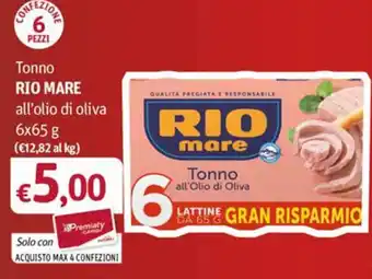 Futura Supermercati Tonno RIO MARE all'olio di oliva 6x65 g offerta