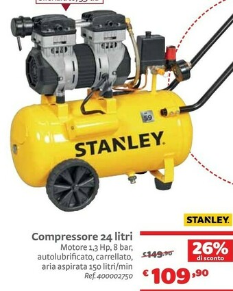 Bricocenter Stanley Compressore 24 Litri offerta
