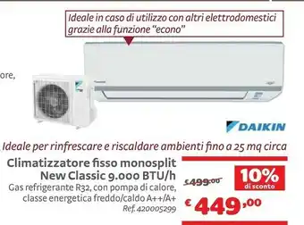 Daikin Climatizzatore Fisso Monosplit New Classic 9.000 Btu/h
