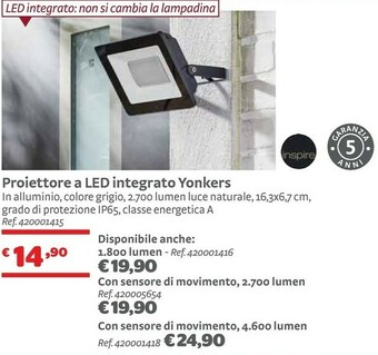 Bricocenter Proiettore A LED Integrato Yonkers offerta