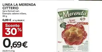 Coop Citterio La Merenda Salame Di Milano 30 G(ml) offerta