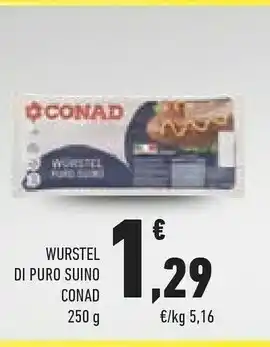 Conad Conad - Wurstel Puro Suino 250 G(ml) offerta