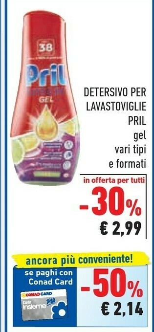 Conad Pril Detersivo Per Lavastoviglie offerta