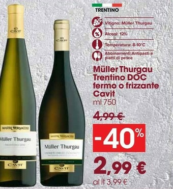 Carrefour Market Cavit - Spumante Brut Muller Thurgau 750 G(ml) offerta