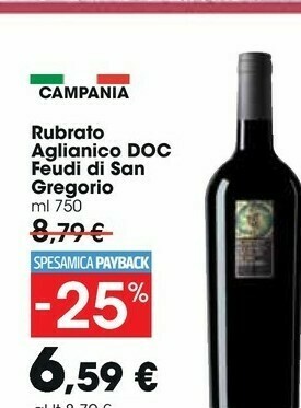 Carrefour Market Feudi di san gregorio Aglianico Dal Re 750 G(ml) offerta