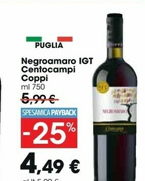 Carrefour Market Coppi Negroamaro Puglia 750 G(ml) offerta