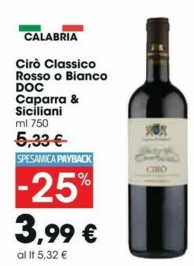 Carrefour Market Caparra E Siciliani Cirò Rosato 2018 Vino 0,75 L offerta