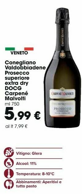 Carrefour Market Carpenè malvolti Conegliano Valdobbiadene 750 G(ml) offerta