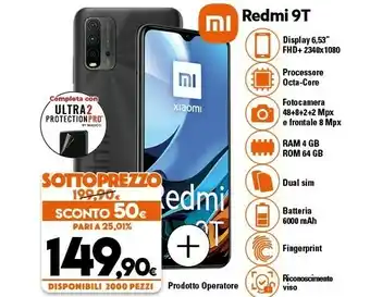 Expert Xiaomi Redmi 9T 16,6 Cm (6.53") Doppia SIM Android 10.0 4G USB Tipo-C 4 GB 64 GB 6000 MAh Grigio offerta