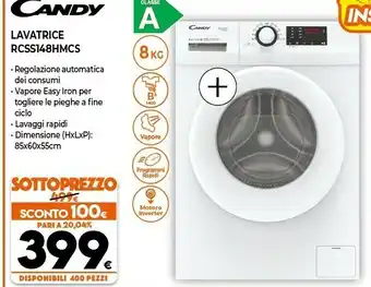 Expert Candy RCSS 148HMC-S Lavatrice Caricamento Frontale 8 Kg 1400 Giri/min A Bianco offerta