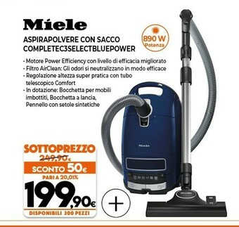 Expert Miele Aspirapolvere Con Sacco COMPLETEC3SELECTBLUEPOWER offerta