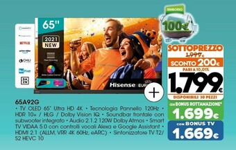 Expert Hisense 65A92G offerta