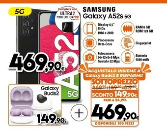 Expert Samsung Galaxy A52s 5G SM-A528 16,5 Cm (6.5") Dual SIM Ibrida USB Tipo-C 6 GB 128 GB 4500 MAh Nero offerta