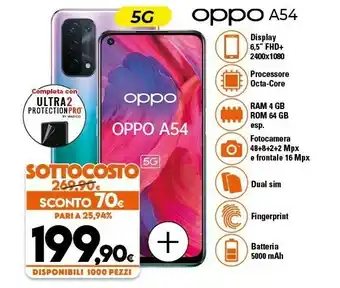 Expert Oppo A54 5G A54 16,5 Cm (6.5") Doppia SIM ColorOS 11.1 USB Tipo-C 4 GB 64 GB 5000 MAh Porpora offerta