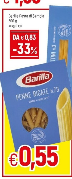 Famila Barilla Penne Rigate N.73 500 G(ml) offerta