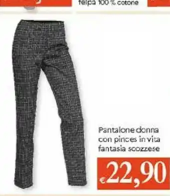 Galassia Pantalone Donna Con Pinces In Vita Fantasia Scozzese offerta