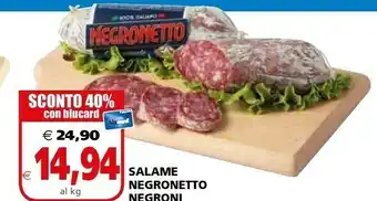 Il Gigante Negroni Salame offerta