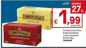 Iper La Grande Twinings - Earl Grey Tea Classics 50 G(ml) offerta