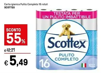 Iper La Grande Scottex Carta Igienica Pulito Completo 16 Rotoli offerta