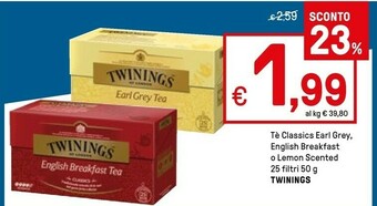 Iper La Grande Twinings Earl Grey Tea Classics 50 G(ml) offerta