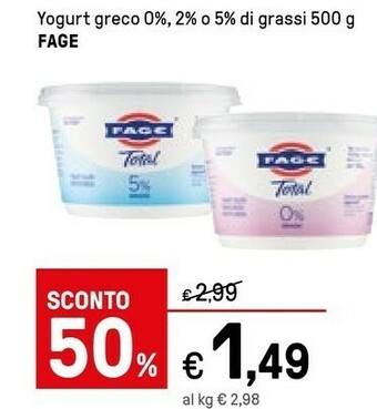 Iper La Grande Fage Total 0% Yogurt Greco Colato Senza Grassi 500 G(ml) offerta