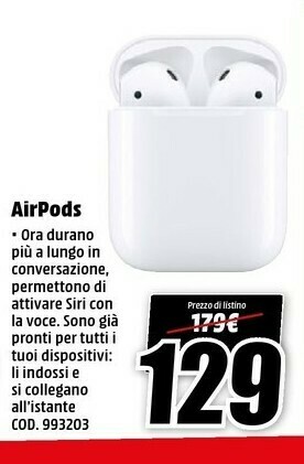 MediaWorld Apple Airpods offerta