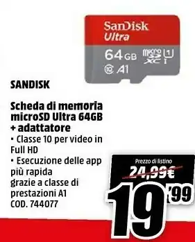 MediaWorld Sandisk Micro Sd offerta
