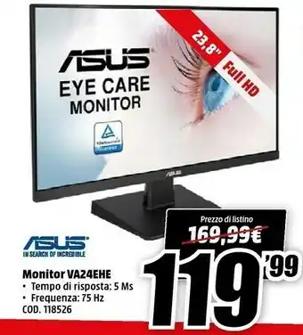 MediaWorld Asus Monitor tv offerta
