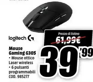 MediaWorld Logitech Mouse offerta