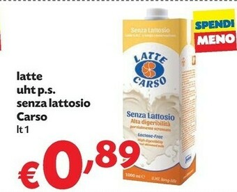 Pam Latte Carso - Latte Parzialmente Scremato UHT A Lunga Conservazione 1000 G(ml) offerta
