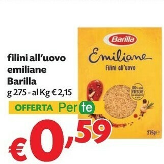 Pam Barilla Filini All'Uovo Emiliane offerta