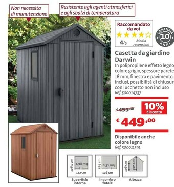 Bricocenter Casetta Da Giardino Darwin offerta
